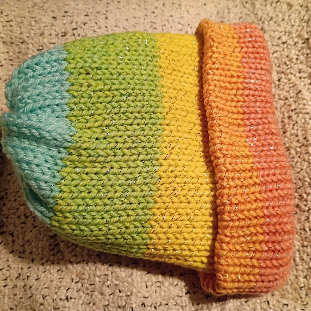 Handmade Sparkly Colorful Knit Kids Beanie